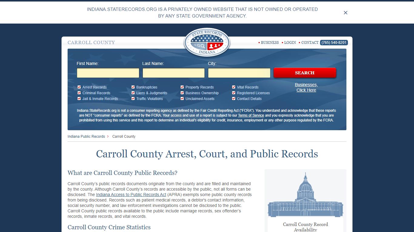 Carroll County Arrest, Court, and Public Records