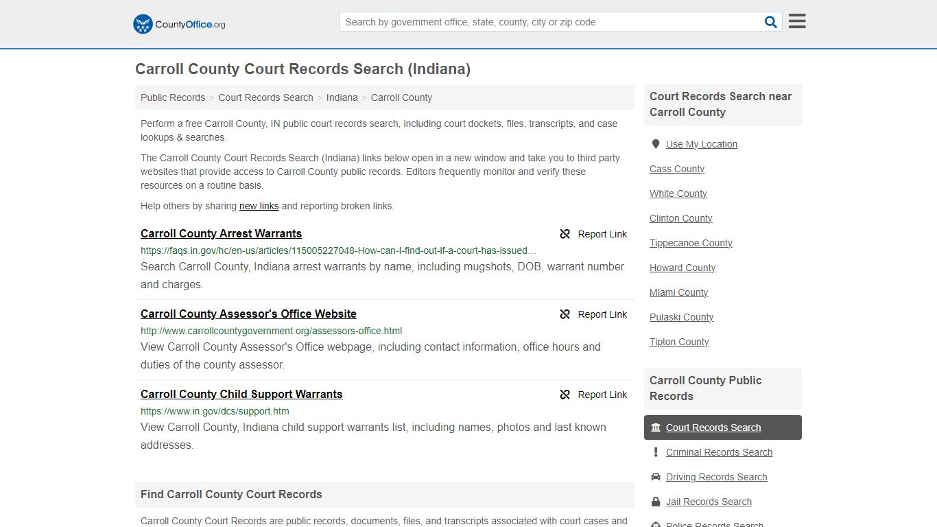 Carroll County Court Records Search (Indiana) - County Office