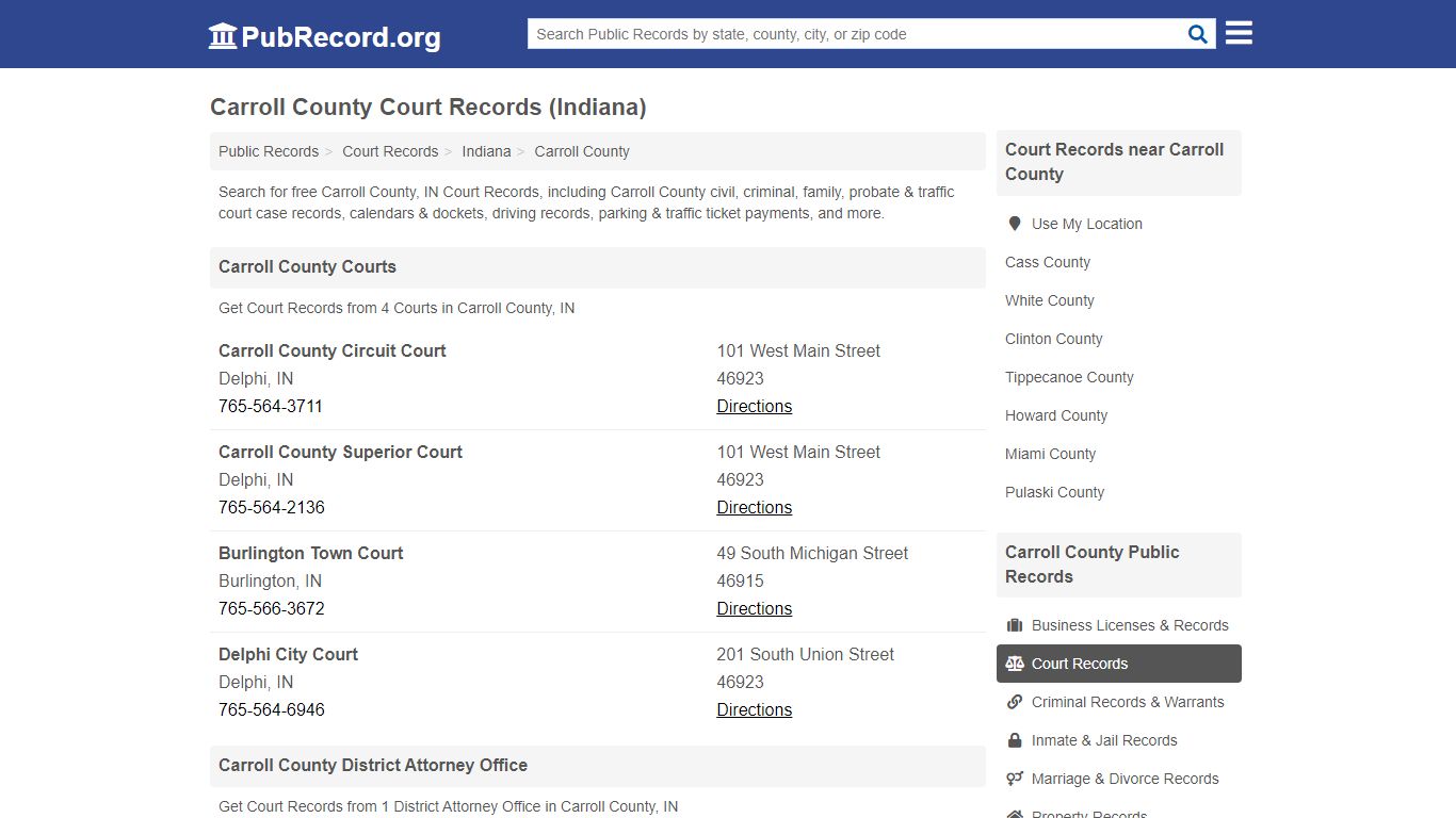 Free Carroll County Court Records (Indiana Court Records) - PubRecord.org